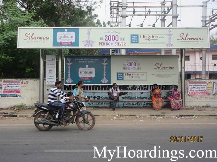 Bus Stop Ads at BB Road Bus stop in Chennai, Best Hoardings advertising company in Chennai